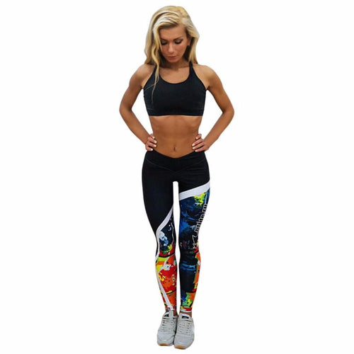 2017 Yoga Pants Women Printted Sports Gym Skinny Fitness Stretchy Yoga Leggings Pants Gym Running Pants