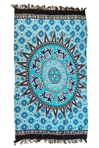 Bluish Medallion Pattern Tapestry Cotton Yoga Mat